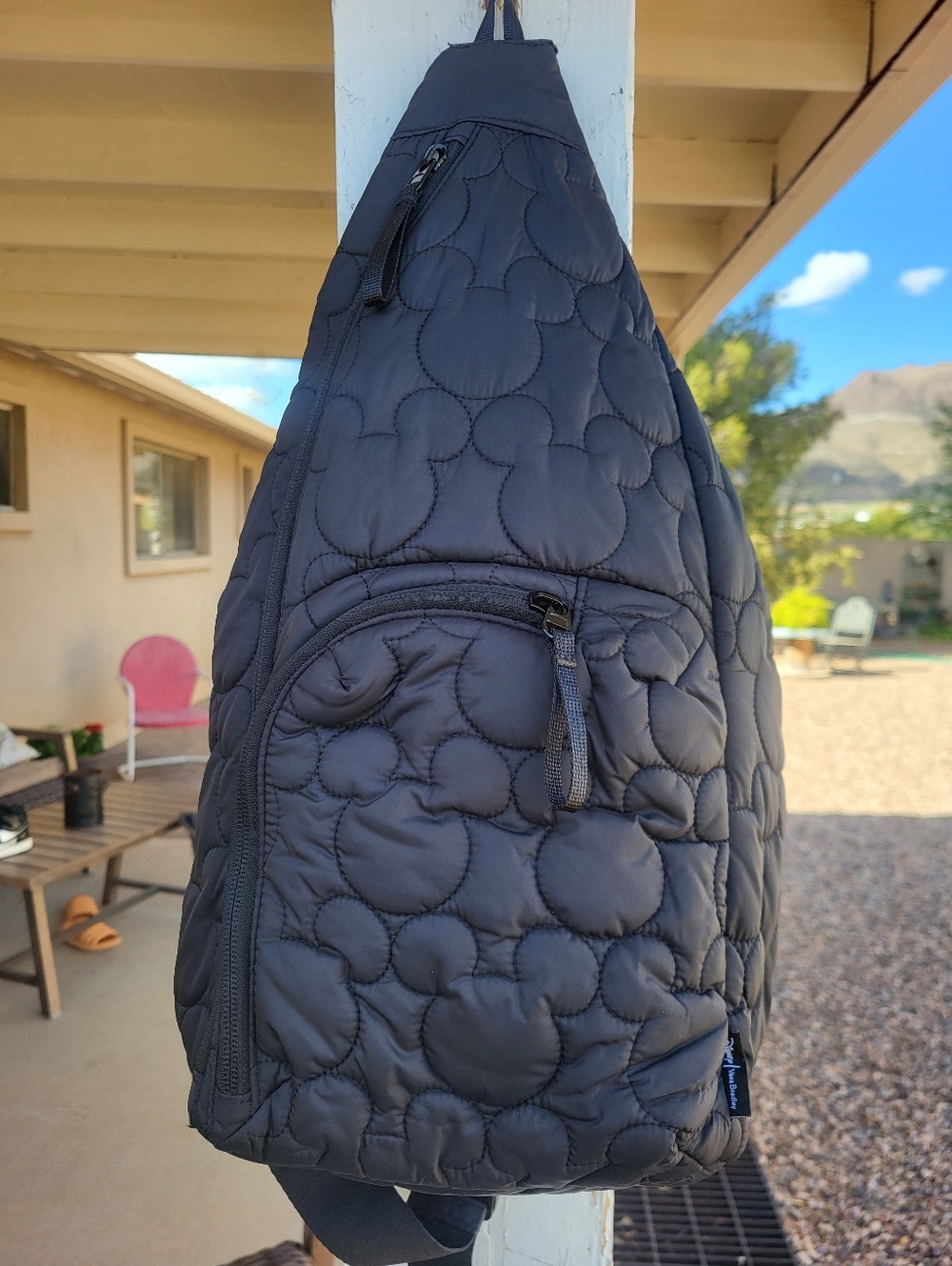 Vera Bradley Disney Black Quilted Sling Backpack with Mickey Mouse Interior. - Picture 5 of 16